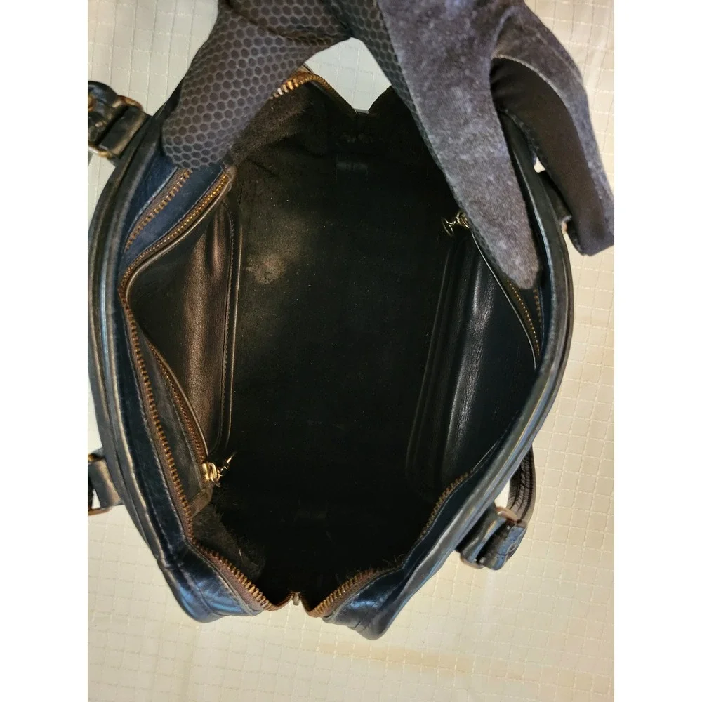 Vintage Coach Black Leather Satchel Handbag Doctor Bag Brass Hardware